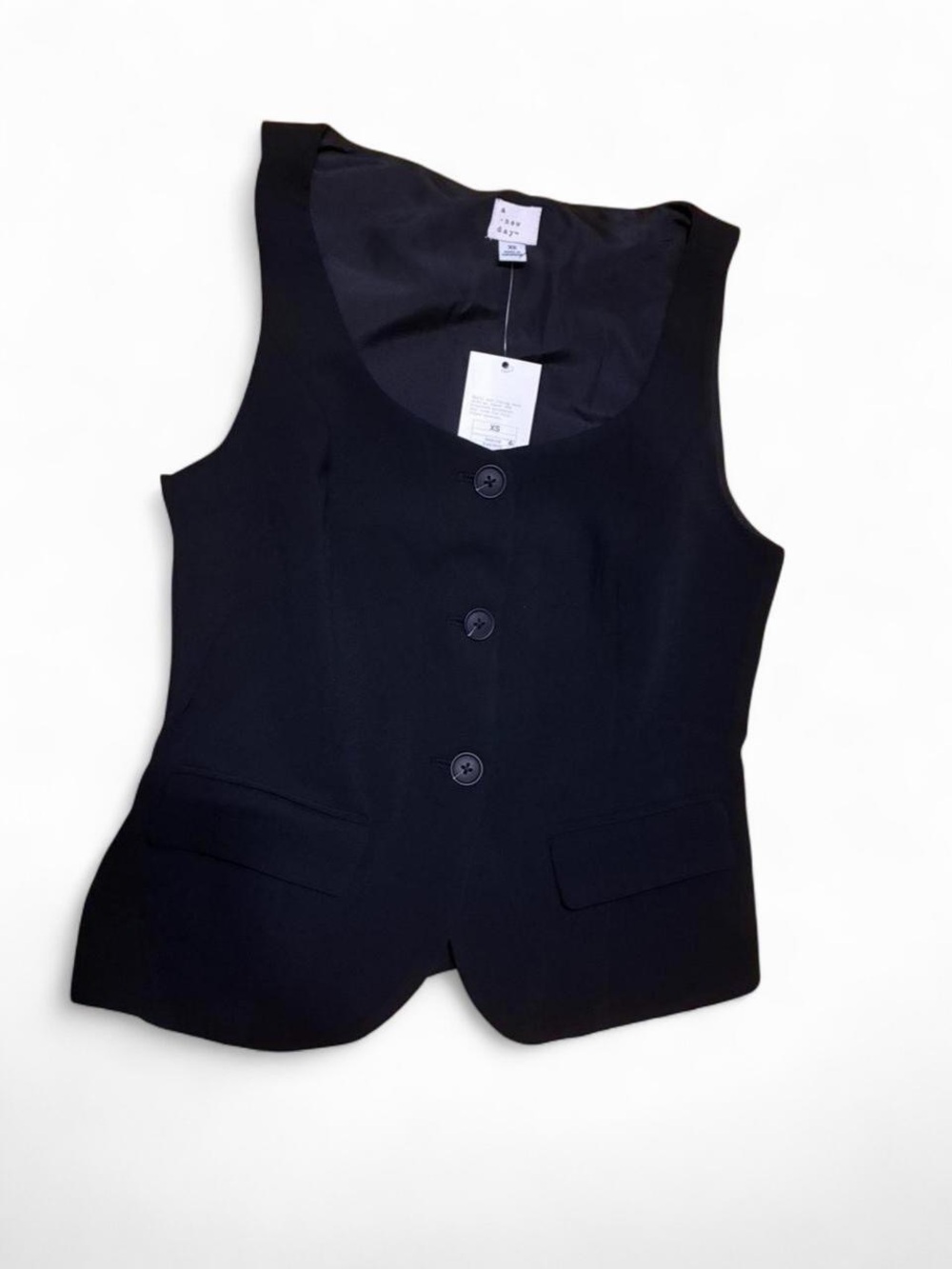 a new day Black Sleeveless Button Vest